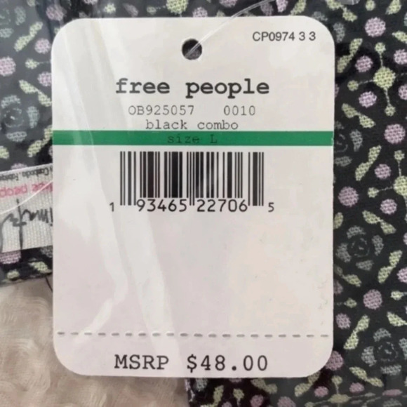 Free People black off the shoulder Lucky Now Brami crop top L NWT - Picture 5 of 6